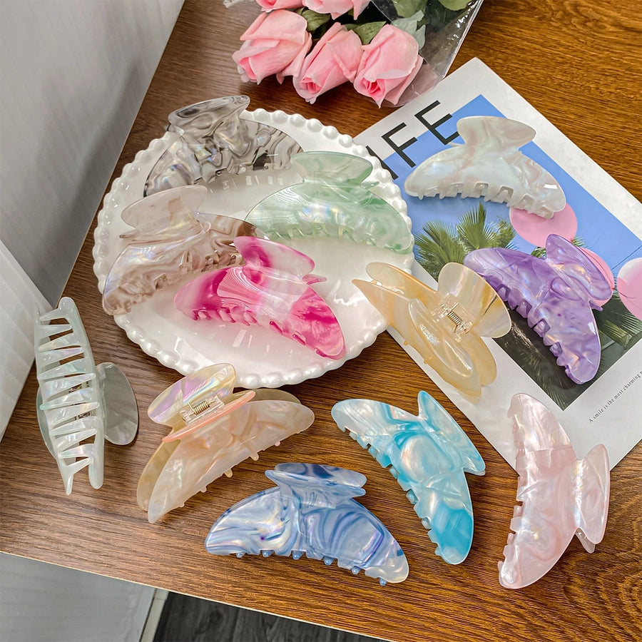 Women's Sweet Color Block PVC Hair Claws