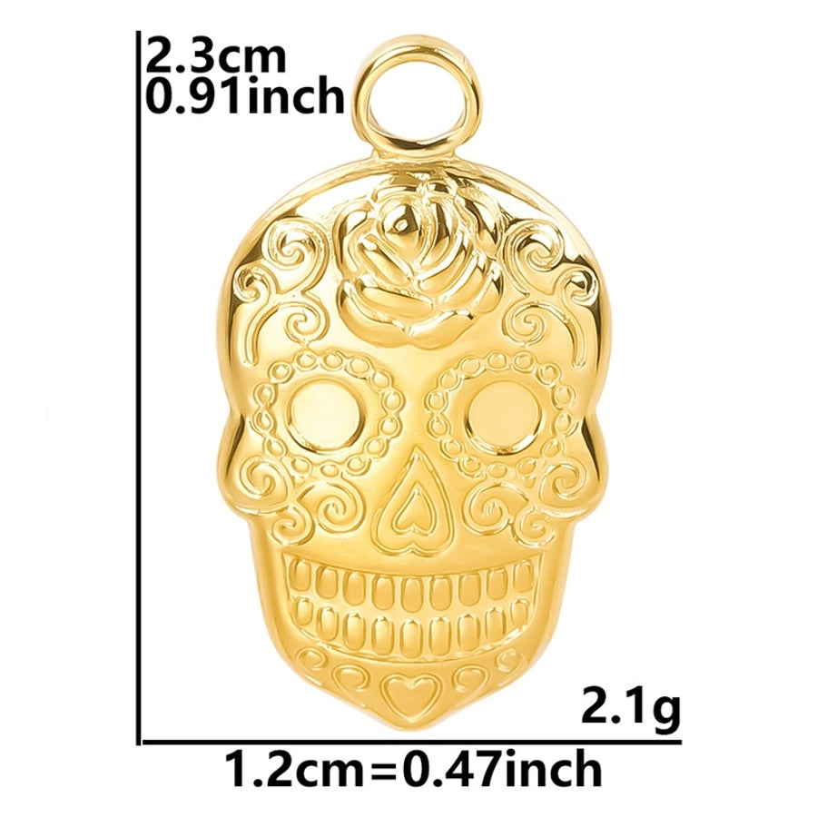 Jewelry Casual Hip-Hop Funny Skull 304 Stainless Steel 18K Gold Plated Plating Pendant Necklace