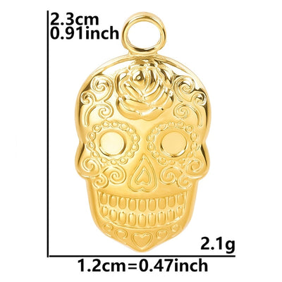 Jewelry Casual Hip-Hop Funny Skull 304 Stainless Steel 18K Gold Plated Plating Pendant Necklace