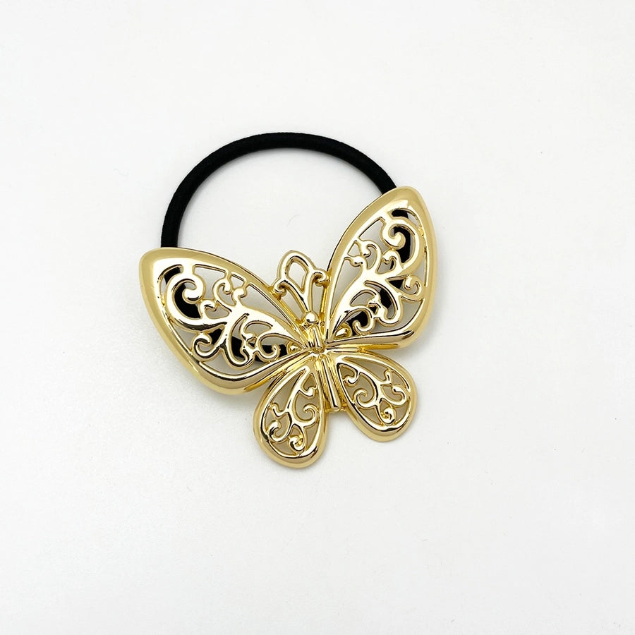 Women's Casual Elegant Sweet Butterfly Alloy Elastic Band Hollow Out Hair Tie