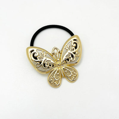 Women's Casual Elegant Sweet Butterfly Alloy Elastic Band Hollow Out Hair Tie