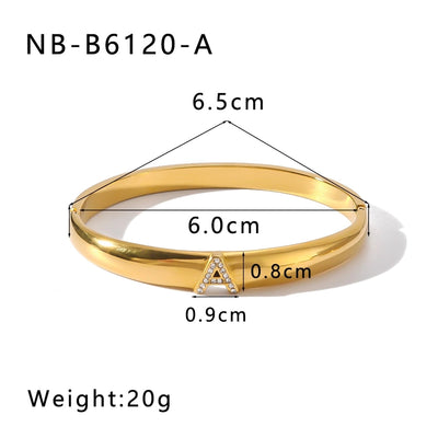 Vintage Style Simple Style Classic Style Letter 304 Stainless Steel 18K Gold Plated Zircon Bangle In Bulk