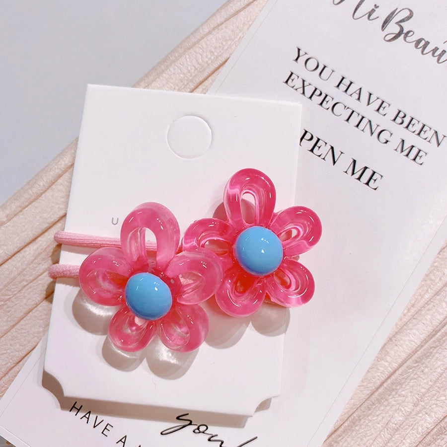 fashion flower mixed materials handmade hair tie 1 pair