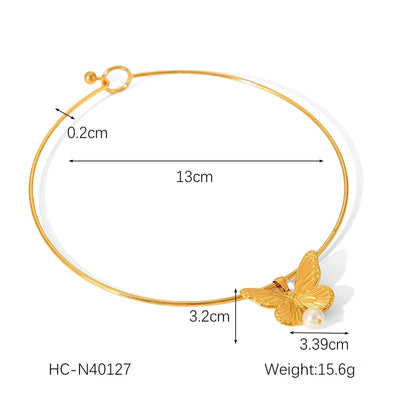 Jewelry Vintage Style Simple Style Heart Shape Butterfly Bow Knot 304 Stainless Steel Circle Plating Bowknot Choker