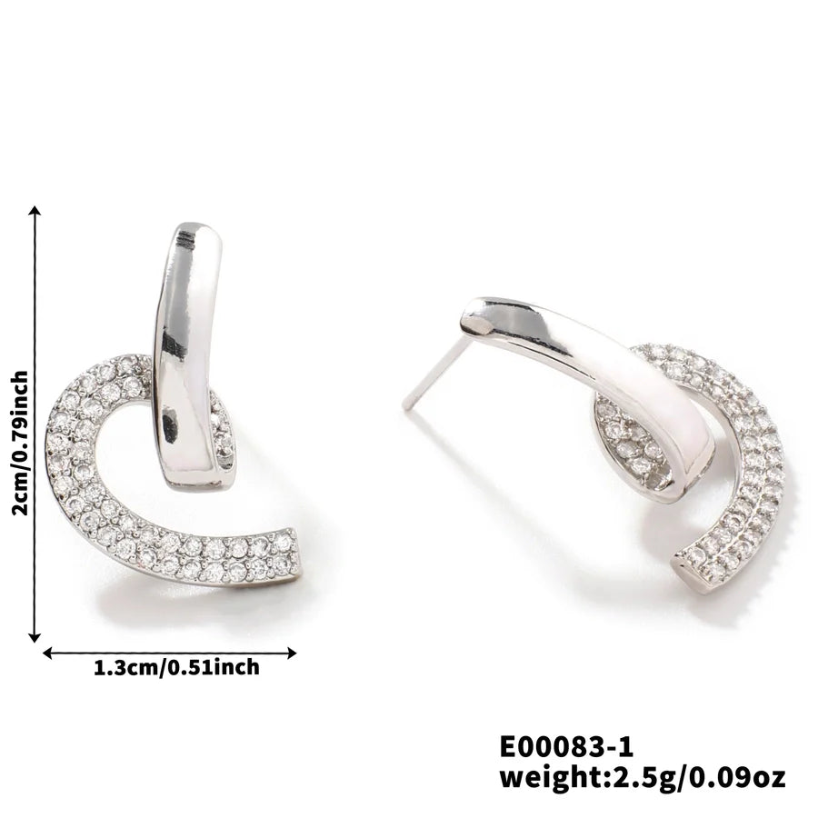 1 Pair Elegant Glam Shiny Cat Inlay Copper Zircon K Gold Plated Rhodium Plated Earrings