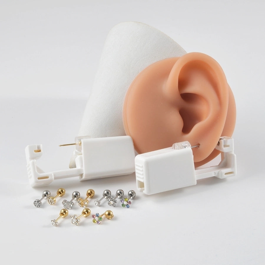 1 Piece Hawaiian Tropical Round Flower Butterfly Inlay 316 Stainless Steel  Zircon 24K Gold Plated Cartilage earrings