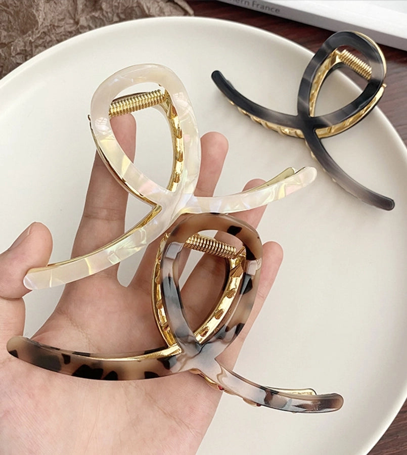 simple style color block alloy hair claws