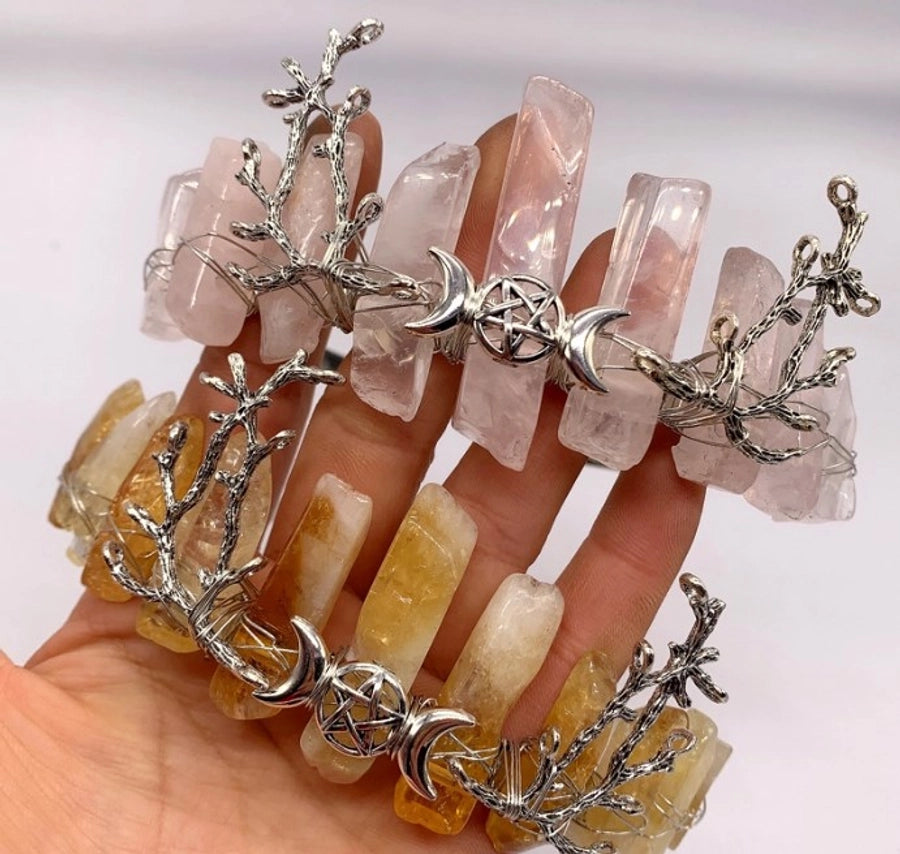 bridal ethnic style moon branches crown crystal handmade hair band