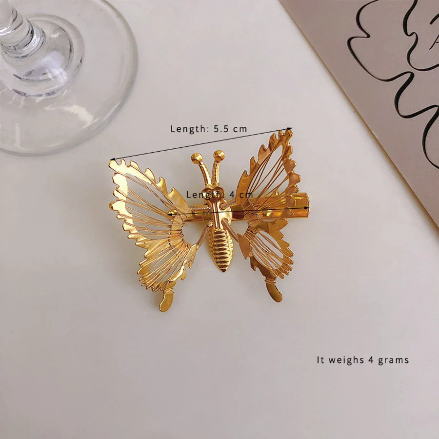 women's fashion butterfly alloy butterfly hollow out artificial pearls hair clip