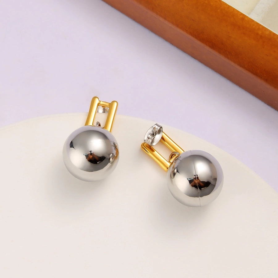 1 Pair Simple Style Classic Style Circle Rectangle 304 Stainless Steel 316 Stainless Steel  18K Gold Plated Drop Earrings