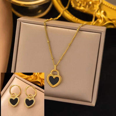 Jewelry Tropical Simple Style Classic Style Heart Shape 304 Stainless Steel 18K Gold Plated Plating Jewelry Set