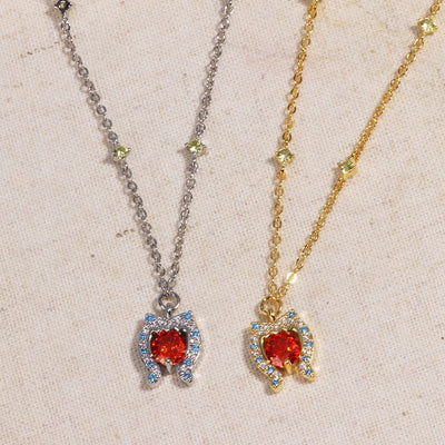 Copper cable chain Inlay Geometric Zircon Pendant Necklace