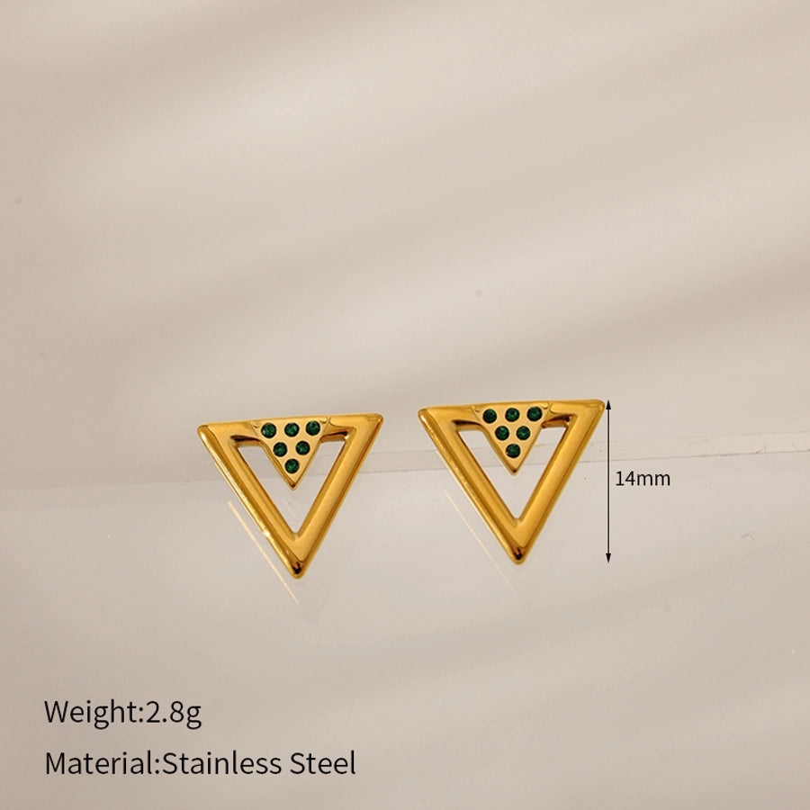 1 Pair Elegant Simple Style Geometric 304 Stainless Steel Zircon Ear Studs