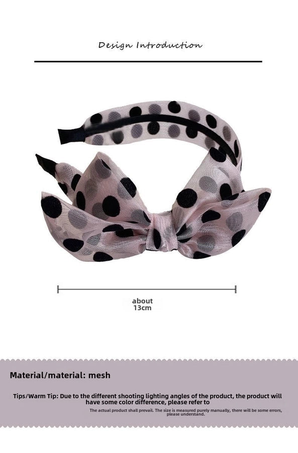 Elegant niche polka dot bow headband female versatile internet celebrity  outing hair band Sweet wide-brimmed simple headband