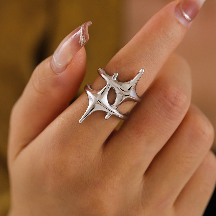 Jewelry Casual Elegant Modern Style Star Titanium Steel 18K Gold Plated Plating Open Rings
