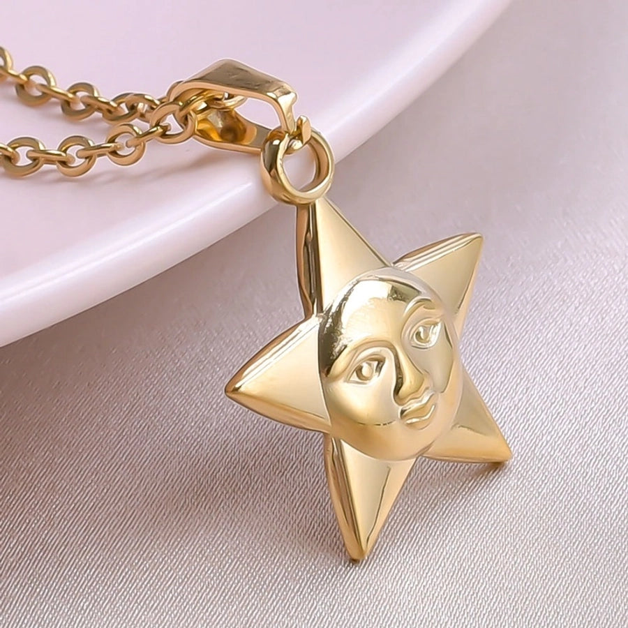 Jewelry Simple Style Pentagram 304 Stainless Steel Plating Pendant Necklace