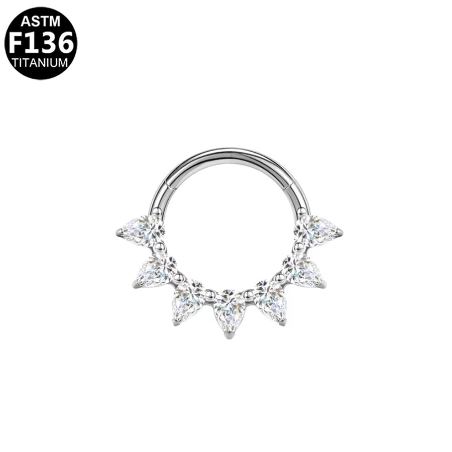 1 Piece Nose Rings & Studs Luxurious Shiny Round Pure Titanium Titanium Alloy Zircon 14K Gold Plated White Gold Plated Ear Cartilage Rings & Studs Nose Rings & Studs