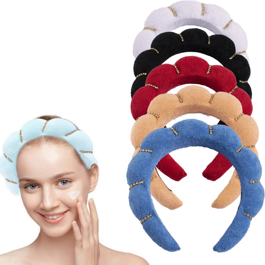 simple style color block towel velvet hair band