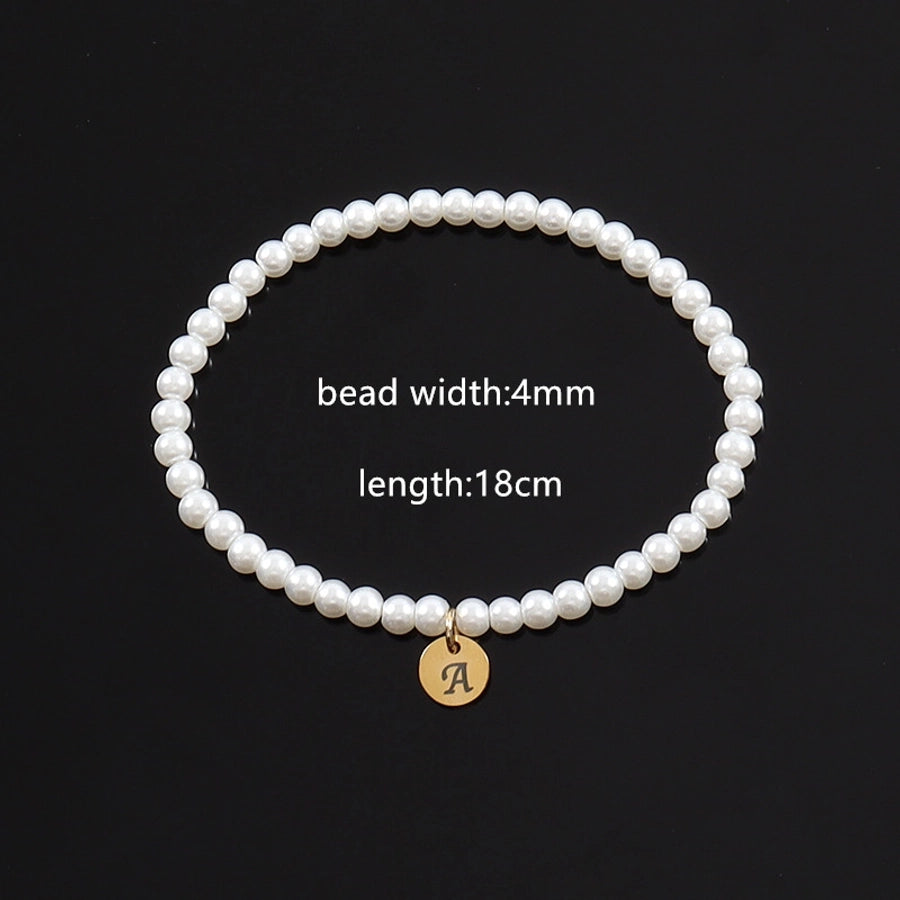 Elegant Simple Style Classic Style Letter 304 Stainless Steel Artificial Pearl Bracelets In Bulk