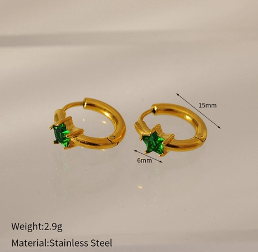 1 Pair Elegant Simple Style Classic Style Circle 304 Stainless Steel Zircon Earrings