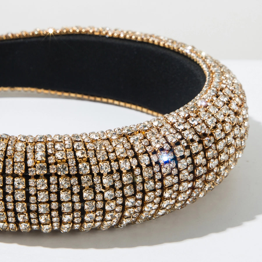 Elegant Glam Luxurious Women's Solid Color Alloy Cloth Inlay Rhinestones Hair Band