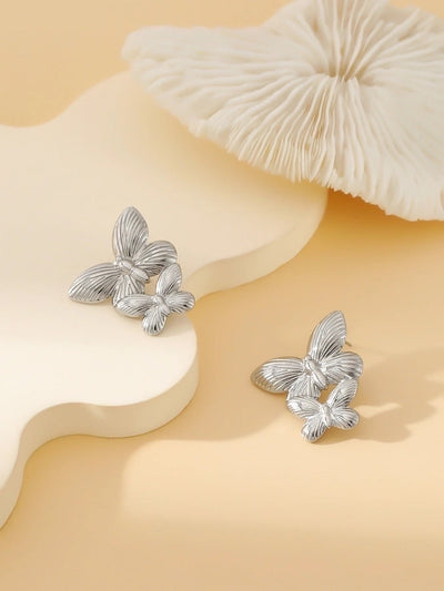 1 Pair Exaggerated Simple Style Oversized Flower Butterfly 304 Stainless Steel Ear Studs