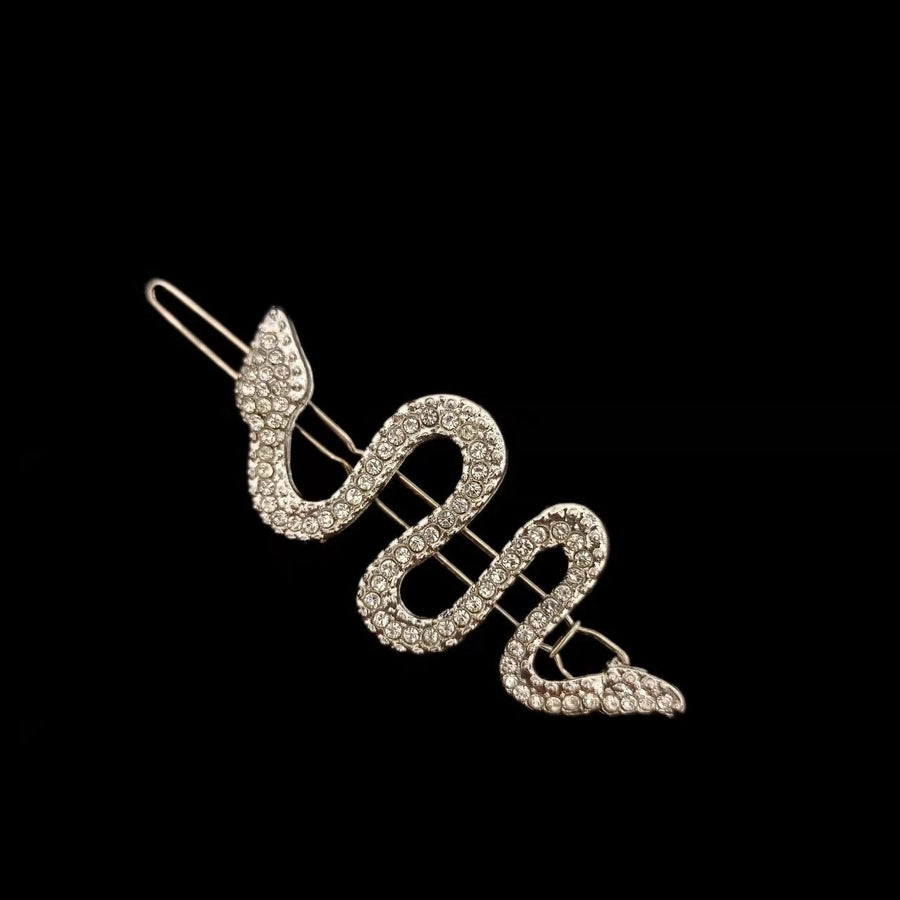 Personalized Snake-Shaped Hairpin Ladies Cold Style Retro Frog Buckle Alloy Rhinestone Clip Bangs Clip
