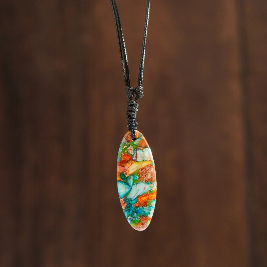 Bohemian Geometric natural stone Polyester Fiber (Polyester) Pendant Necklace In Bulk