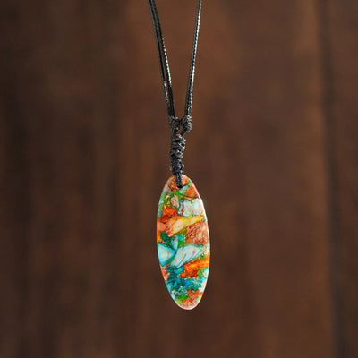 Bohemian Geometric natural stone Polyester Fiber (Polyester) Pendant Necklace In Bulk
