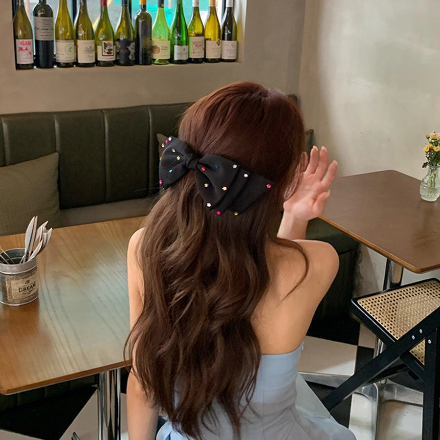 simple style classic style bow knot cloth inlay rhinestones hair clip