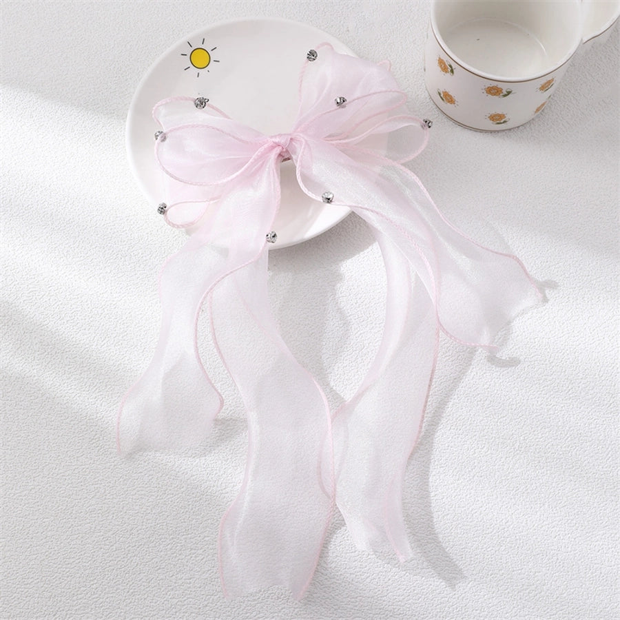 women's sweet solid color bow knot cloth hair clip