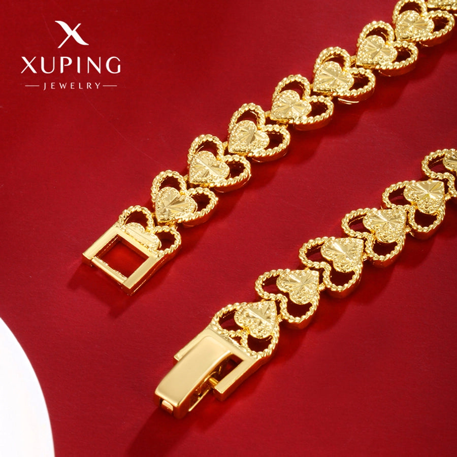 Jewelry Elegant Retro Heart Shape Copper 18K Gold Plated Plating Bracelets