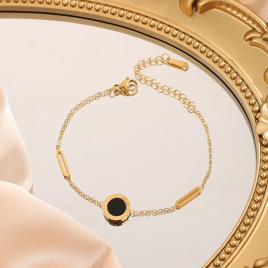 Jewelry Roman Style Streetwear Commute Geometric Round Roman Numeral 304 Stainless Steel Acrylic 18K Gold Plated Plating Jewelry Set