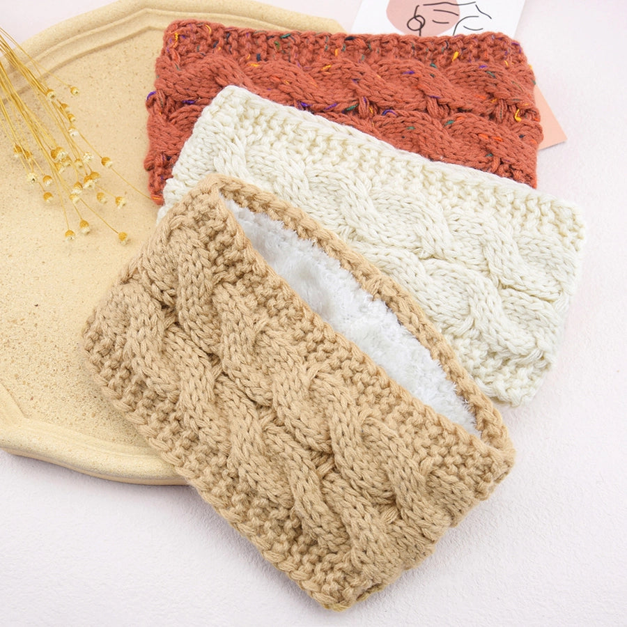 plus velvet knitted hair band wool color dot yarn headband variegated warm hair accessories autumn and winter twist ear protection headband