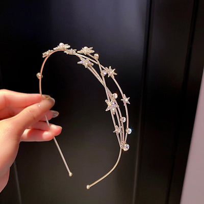 women's luxurious simple style star alloy plating inlay artificial rhinestones hair band