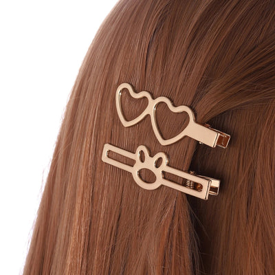 women's simple style heart shape cat bow knot alloy plating hair clip