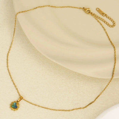 Jewelry Vintage Style Classic Style Heart Shape 304 Stainless Steel Shell Abalone Shell 18K Gold Plated Irregular Plating Pendant Necklace
