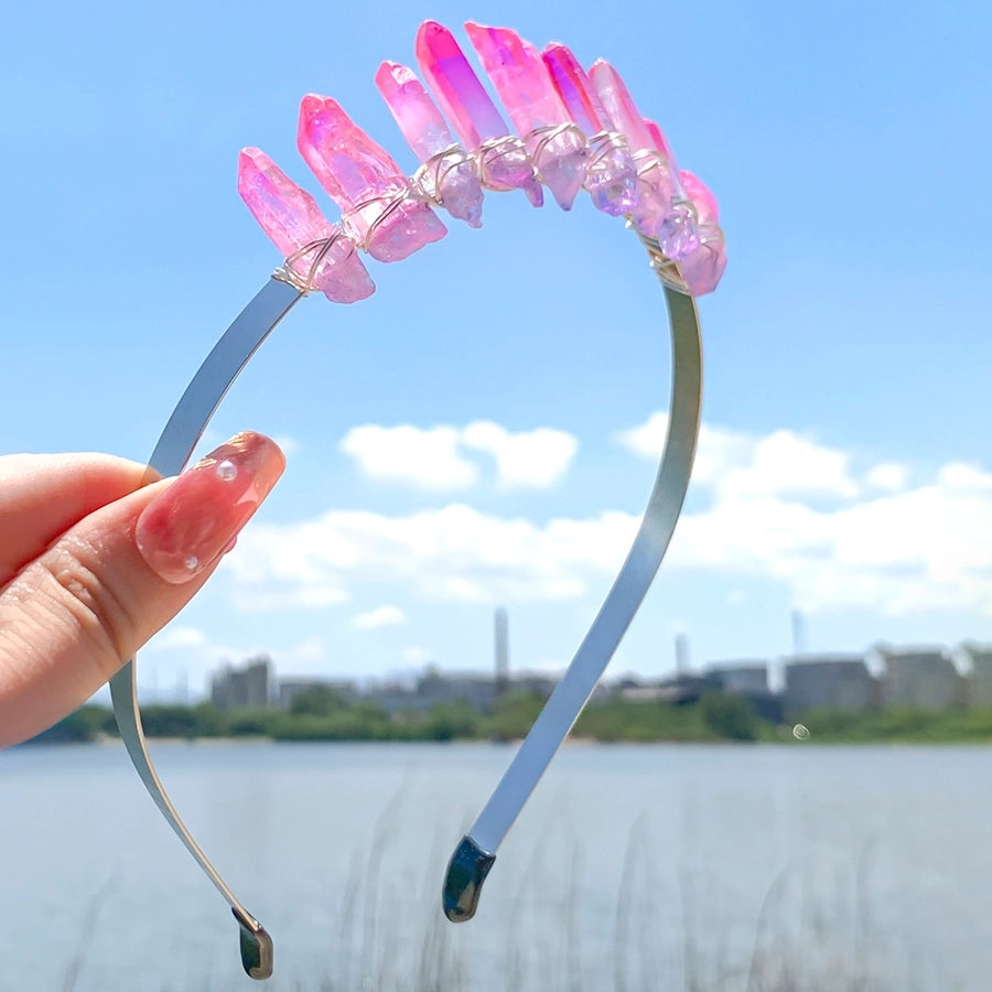 Women's Luxurious Wedding Bridal Irregular Alloy Knitting Natural Stone Hair Band