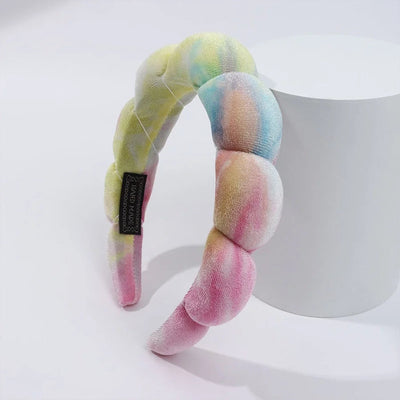 lady streetwear color block sponge hair band