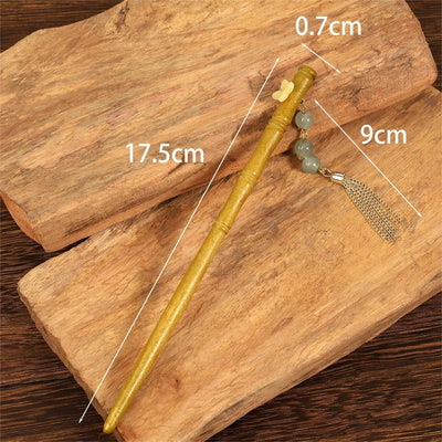 Women's Chinoiserie Classic Style Artistic Bamboo Flower Wood Tassel Hairpin