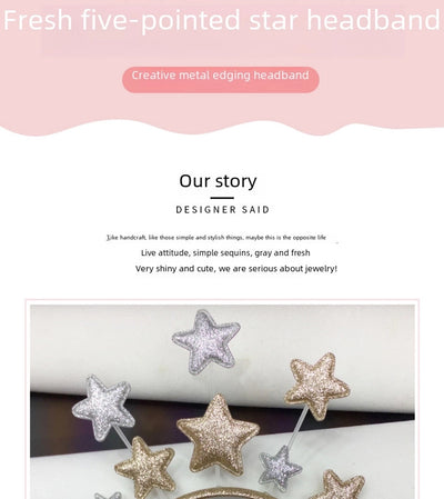 new Christmas creative small fresh five-pointed star children's hairband hair accessories metal around the side headband