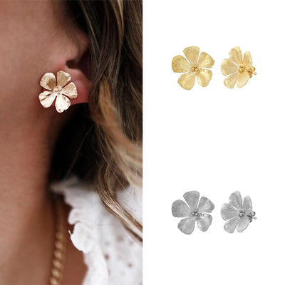 1 Pair IG Style Retro French Style Flower Petal Flowers Copper 24K Gold Plated Ear Studs