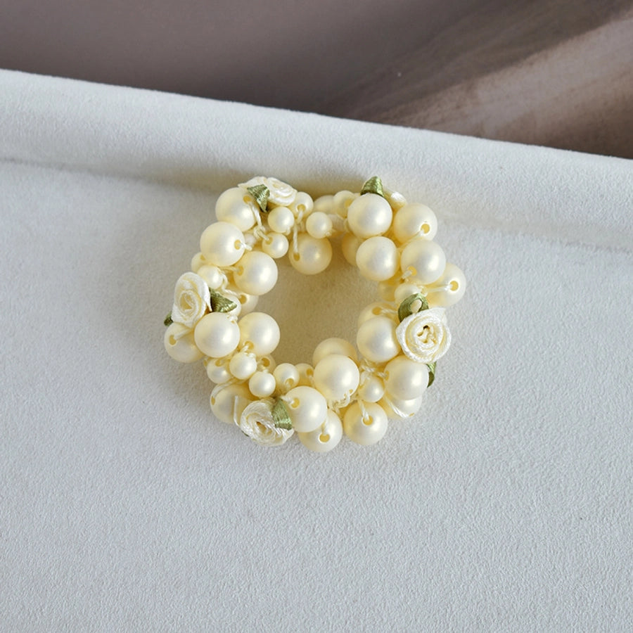 elegant geometric imitation pearl rhinestone hair tie