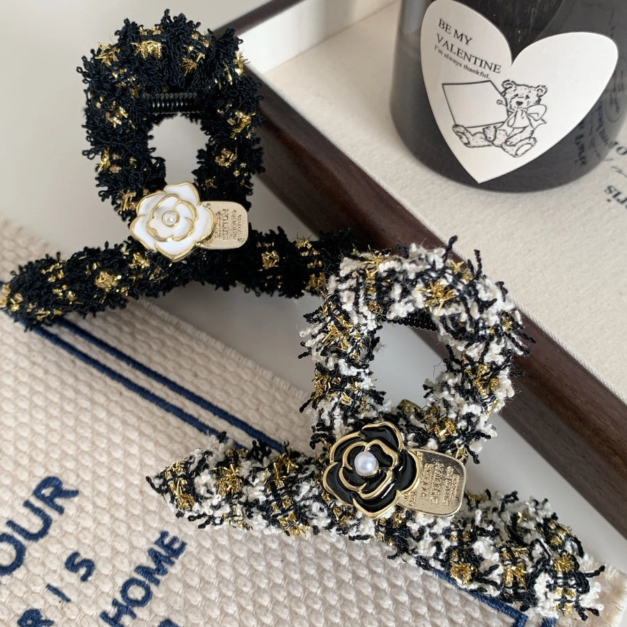 women's princess cute sweet flower plastic cloth inlaid pearls hair claws