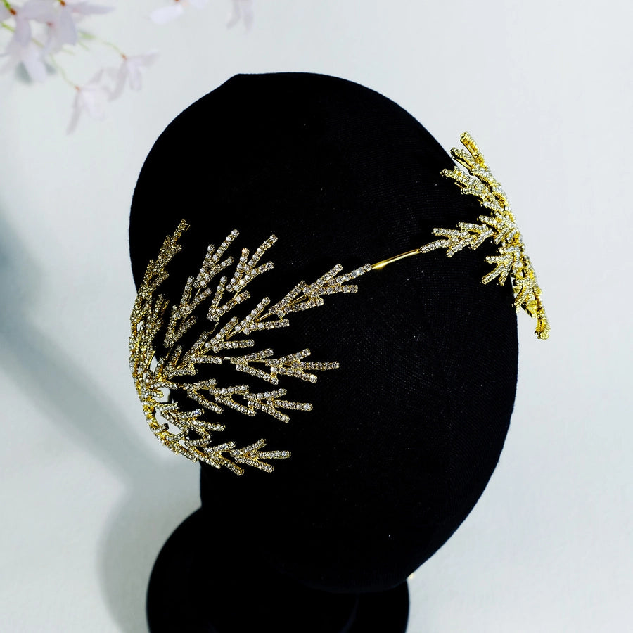 fashion leaf alloy inlay rhinestones hair band 1 piece