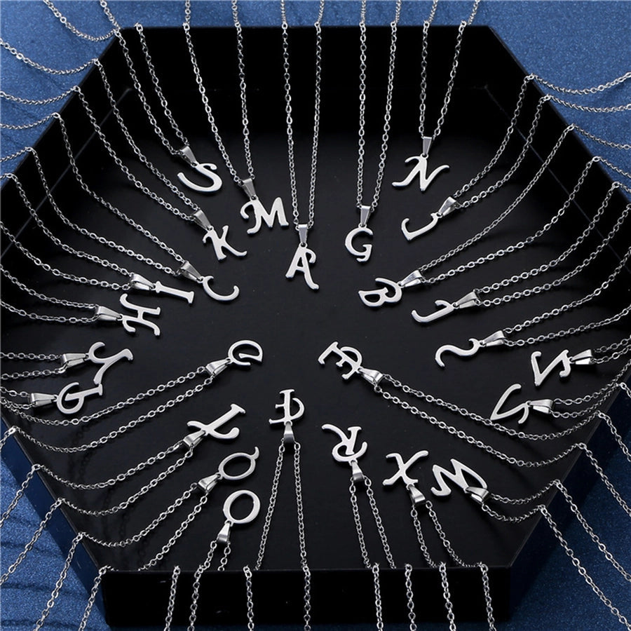 Jewelry Casual Simple Style Classic Style Letter 201 Stainless Steel Silver Plated Hollow Out Pendant Necklace