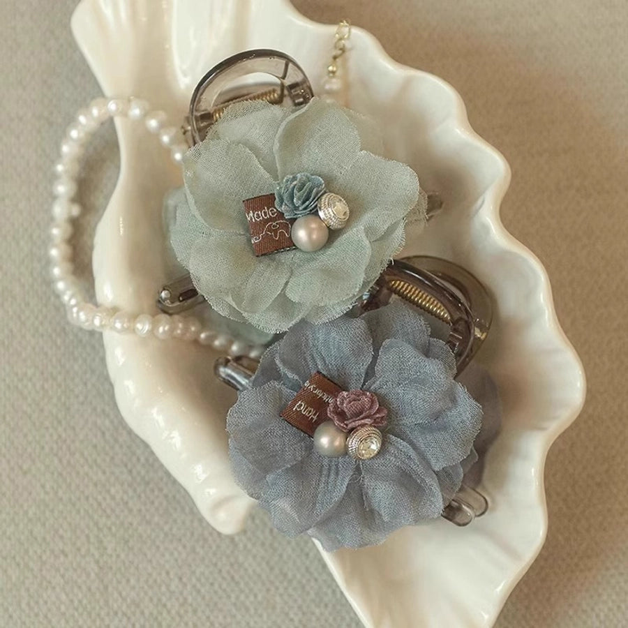 Summer Pearl Flower Grab Clip Women's Cute Hairpin Headwear Korean Hairpin Back Head Large Shark Clip Top Clip