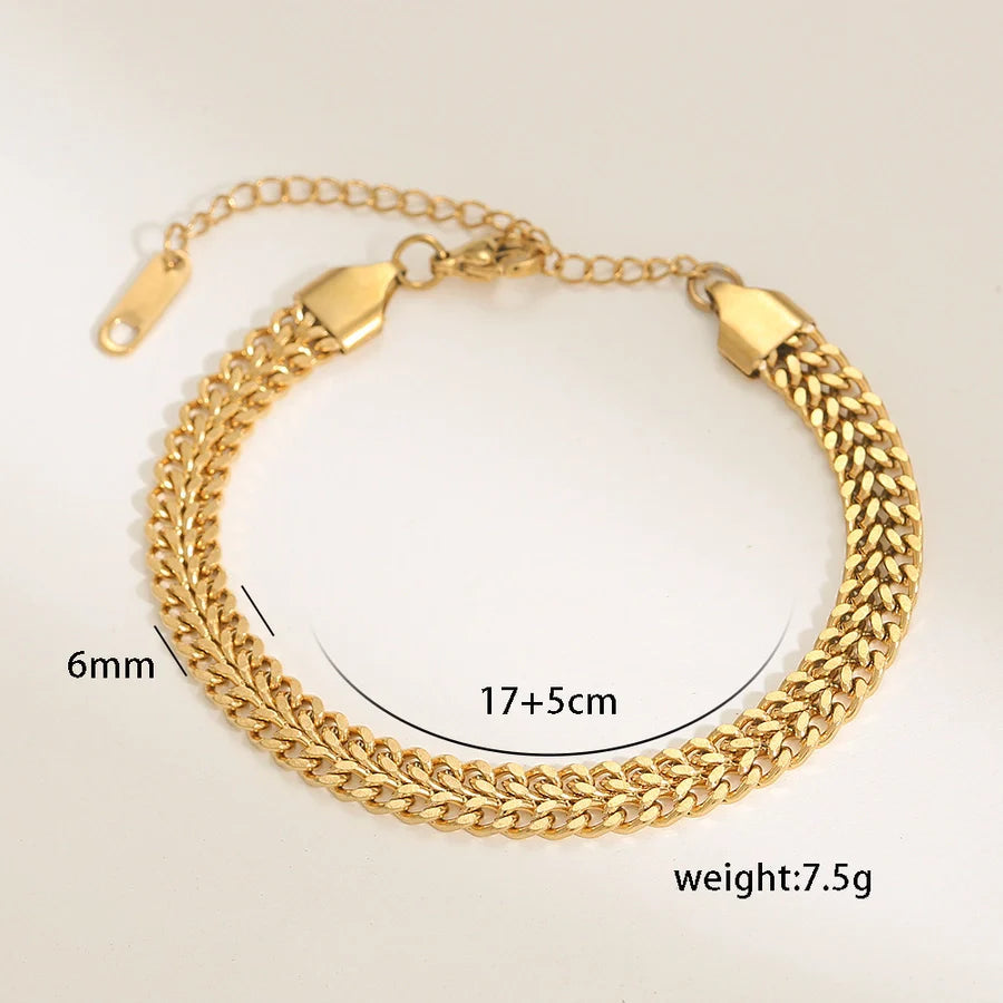 Retro Solid Color 304 Stainless Steel Bracelets In Bulk