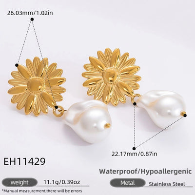 1 Pair Simple Style Commute Heart Shape Flower Bow Knot Plating 304 Stainless Steel Drop Earrings