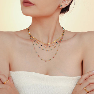 Luxurious Vacation chain natural stone 18K Gold Plated Necklace In Bulk